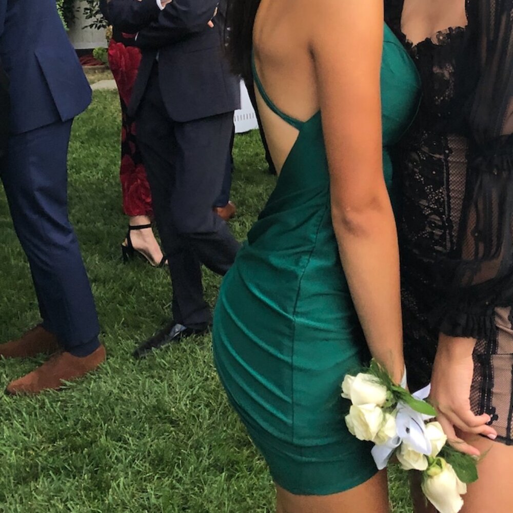 Jessica Angel Size XS Forest Green Open Back Short Formal Dress